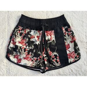 Rag & Bone Lennox Abstract Floral Black Shorts Medium Elastic Waist Pockets